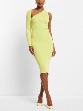 Express Lime Green Contour One-Shoulder Dress